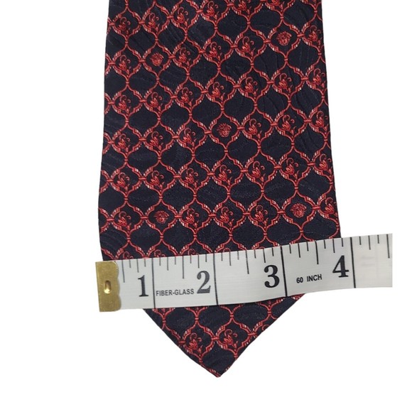 Gianni Versace Seta Silk Tie Blue Pink/Red Geometric Medusa Baroque Mesmerizing - Picture 7 of 7